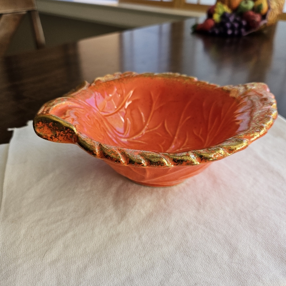 Vintage Leaf-Shaped California Pottery Bowl